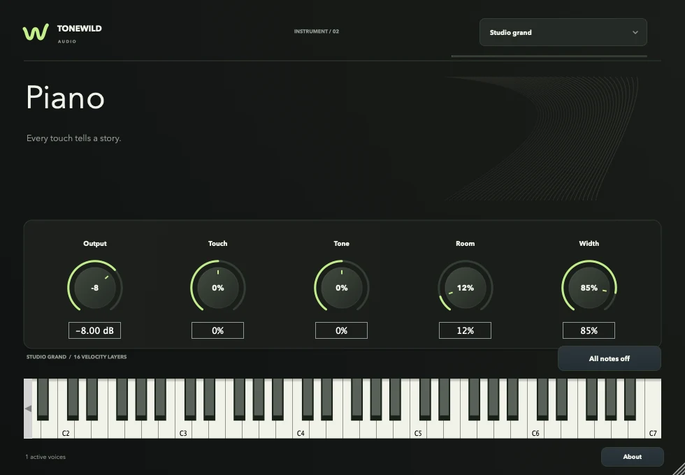 Development build of the Tonewild Piano editor.